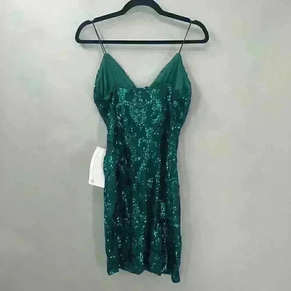 Lovely Day Mini Dress Womens Large Mesh Sequin Y2K Glam Party Sparkly Cocktail - Picture 5 of 10